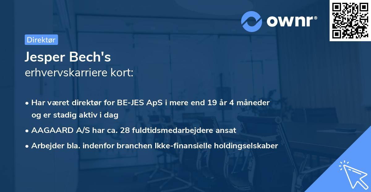 Jesper Bech's erhvervskarriere kort