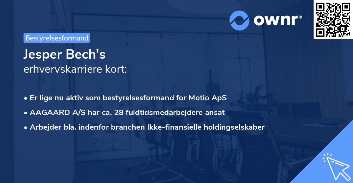 Jesper Bech's erhvervskarriere kort