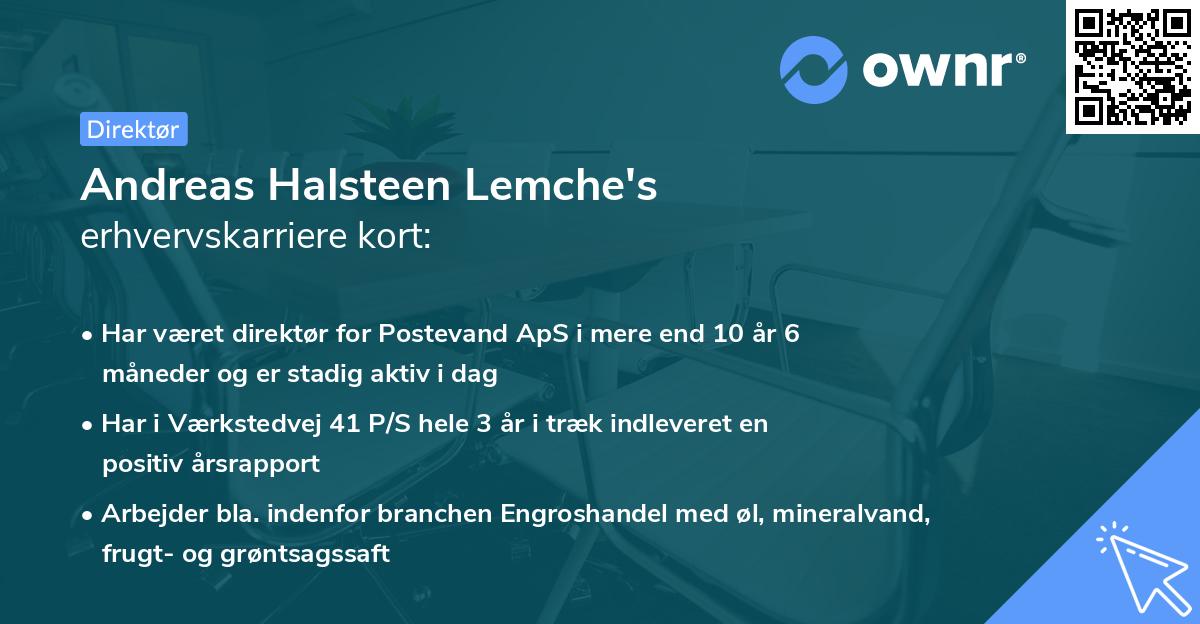 Andreas Halsteen Lemche's erhvervskarriere kort