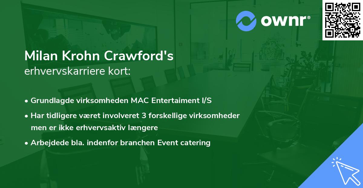 Milan Krohn Crawford's erhvervskarriere kort