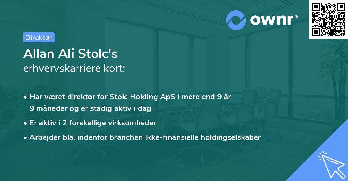 Allan Ali Stolc's erhvervskarriere kort