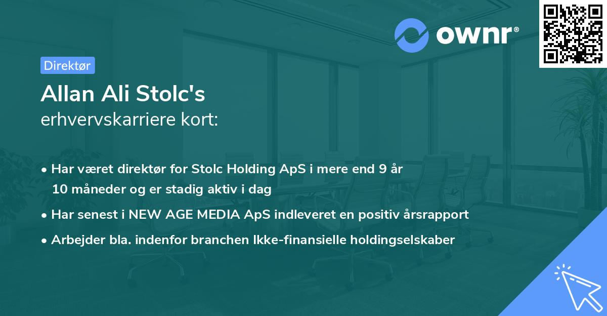 Allan Ali Stolc's erhvervskarriere kort