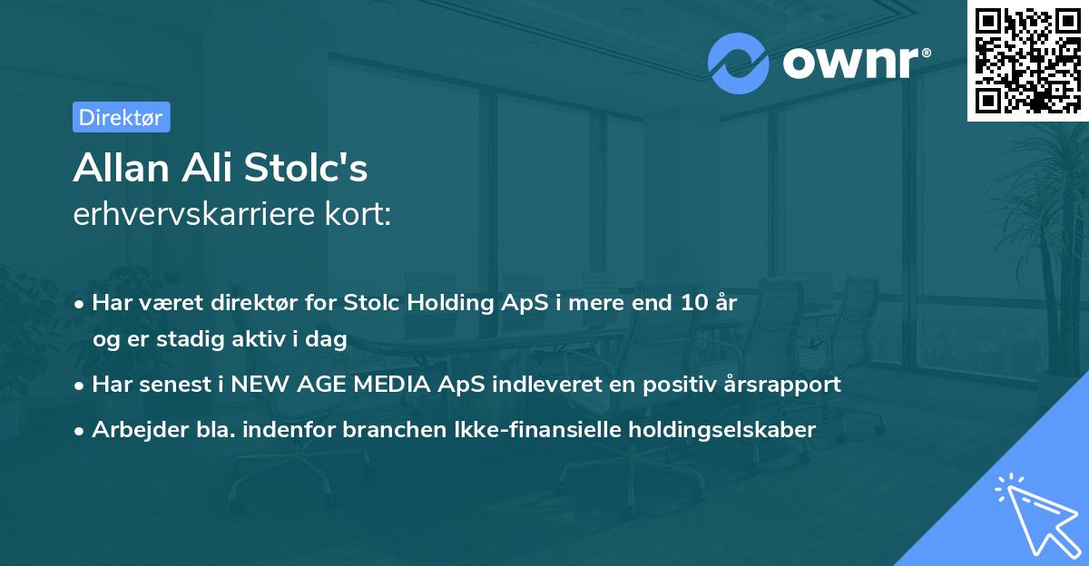 Allan Ali Stolc's erhvervskarriere kort