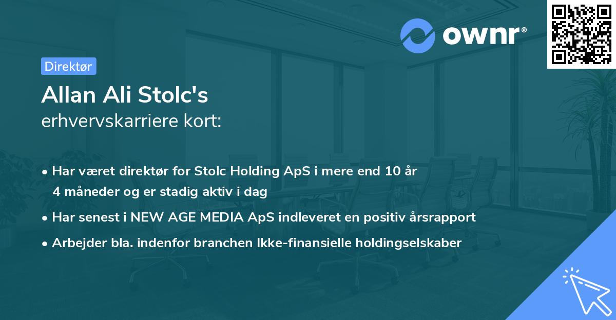 Allan Ali Stolc's erhvervskarriere kort
