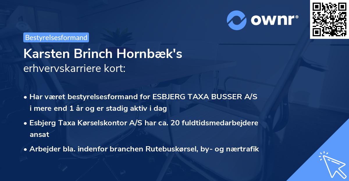 Karsten Brinch Hornbæk's erhvervskarriere kort