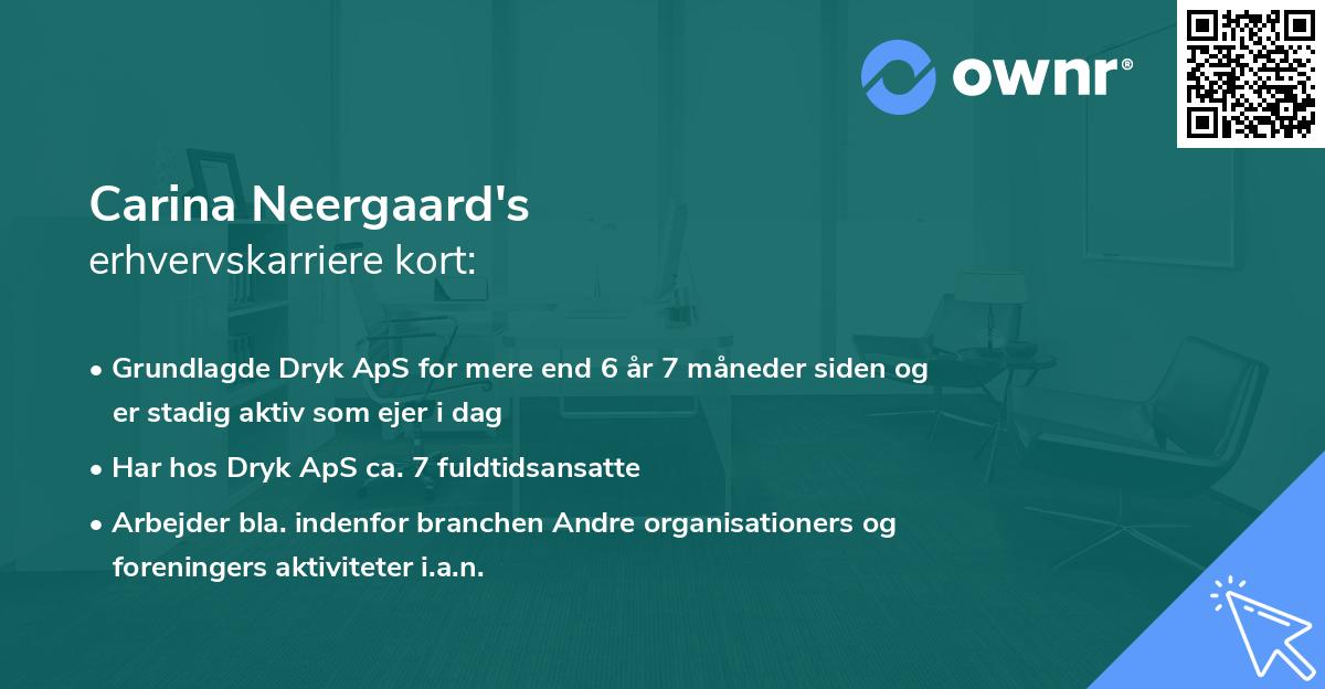 Carina Neergaard's erhvervskarriere kort