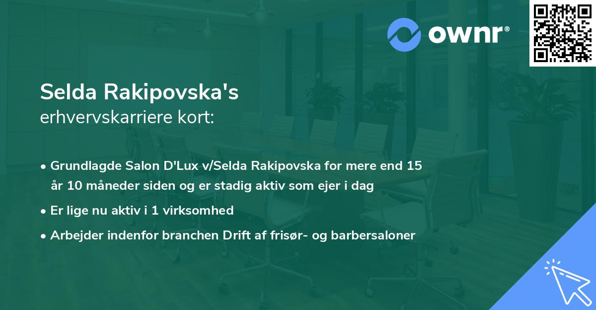 Selda Rakipovska's erhvervskarriere kort