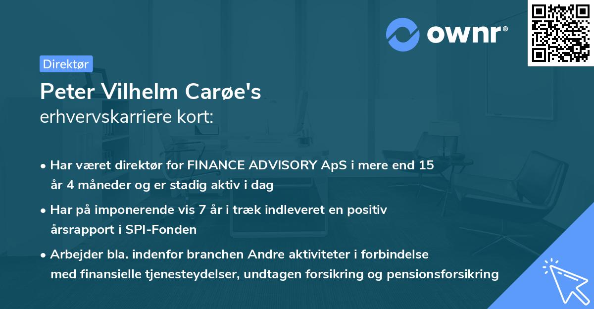 Peter Vilhelm Carøe's erhvervskarriere kort