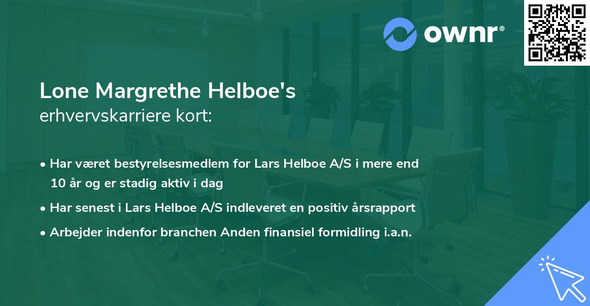 Lone Margrethe Helboe's erhvervskarriere kort