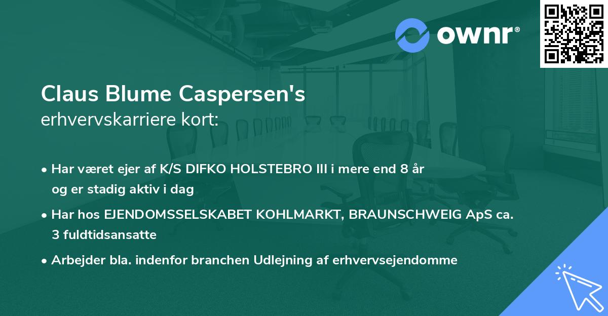 Claus Blume Caspersen's erhvervskarriere kort