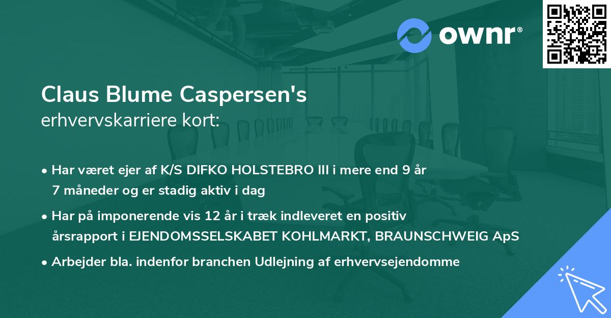 Claus Blume Caspersen's erhvervskarriere kort