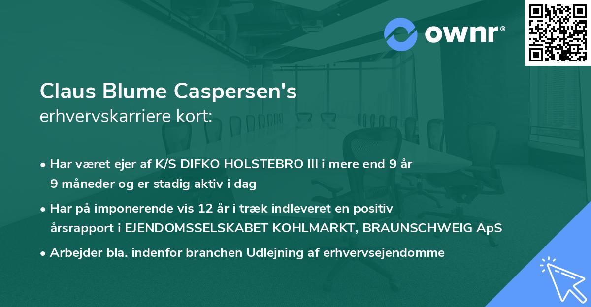 Claus Blume Caspersen's erhvervskarriere kort