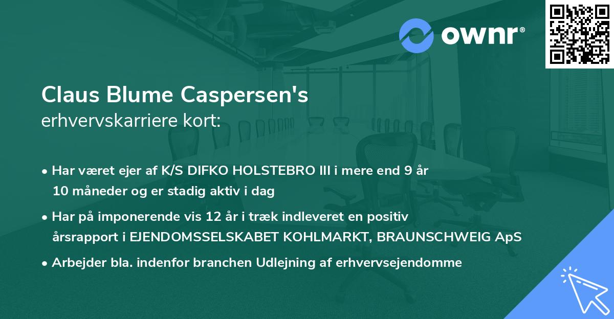 Claus Blume Caspersen's erhvervskarriere kort