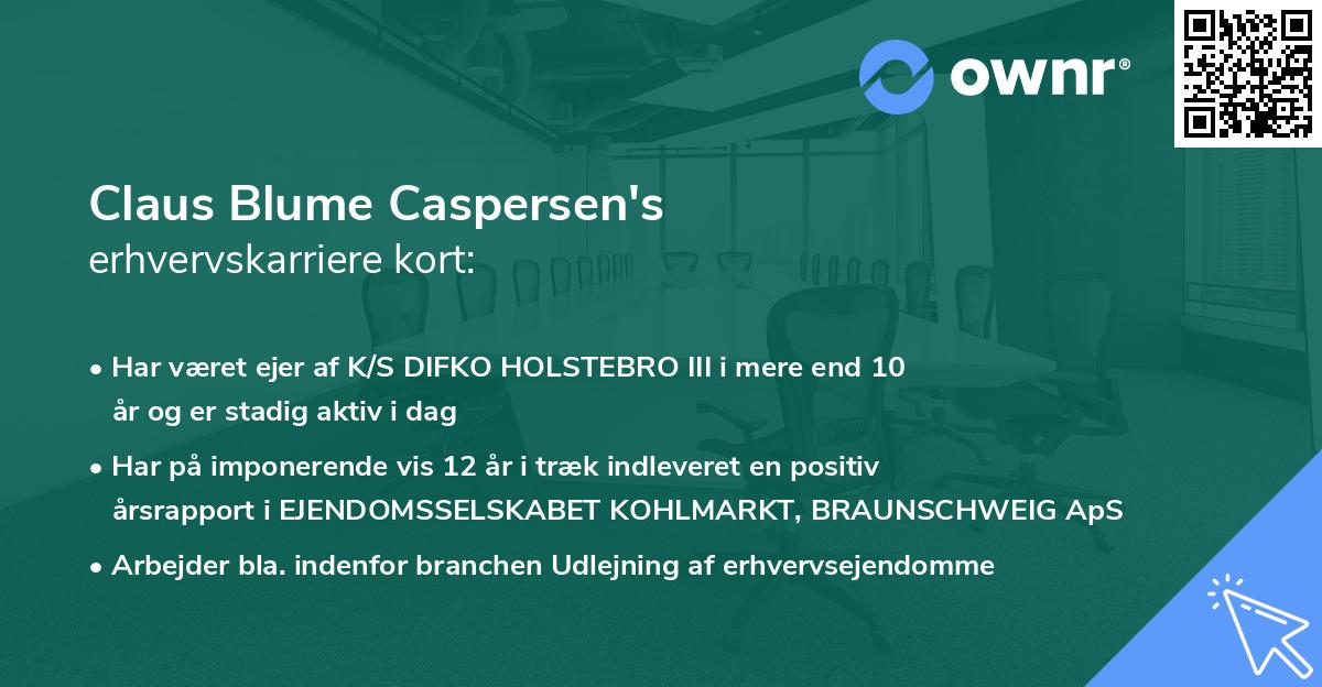 Claus Blume Caspersen's erhvervskarriere kort