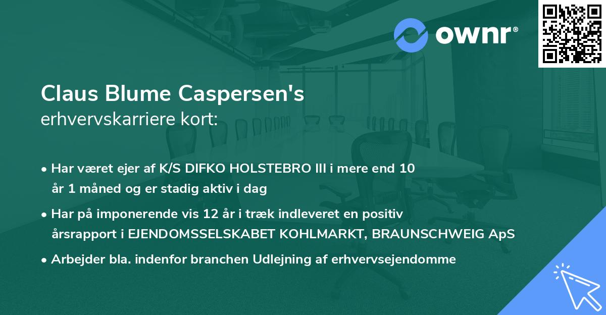Claus Blume Caspersen's erhvervskarriere kort