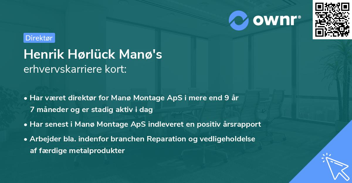 Henrik Hørlück Manø's erhvervskarriere kort