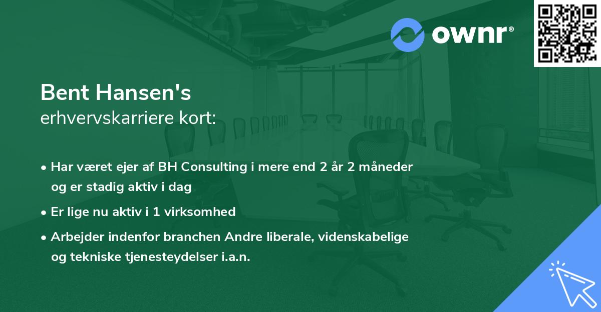 Bent Hansen's erhvervskarriere kort