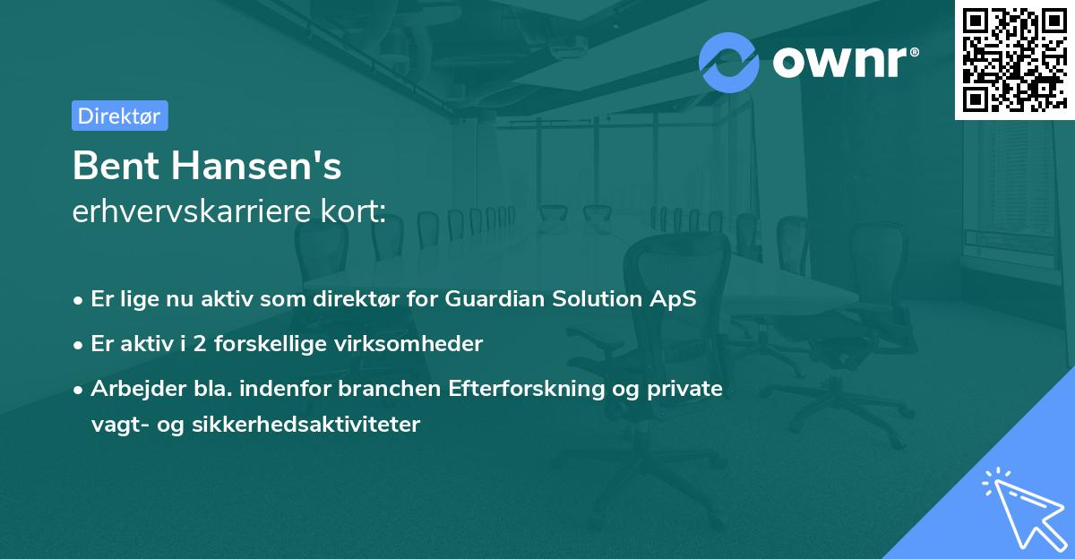 Bent Hansen's erhvervskarriere kort