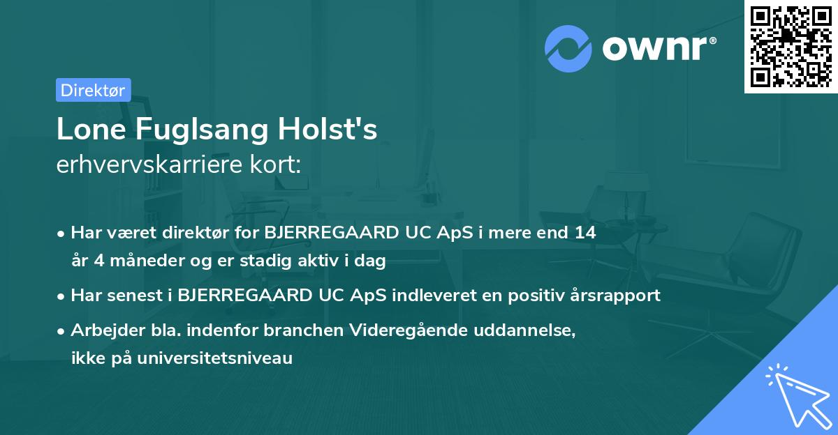 Lone Fuglsang Holst's erhvervskarriere kort