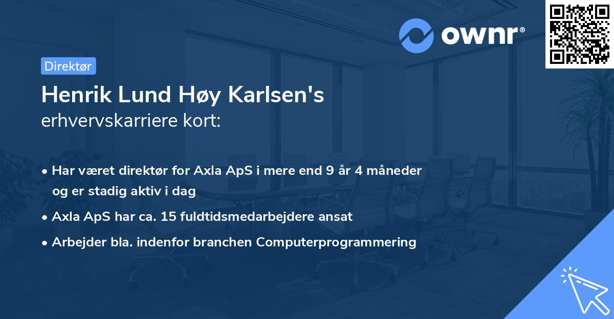 Henrik Lund Høy Karlsen's erhvervskarriere kort