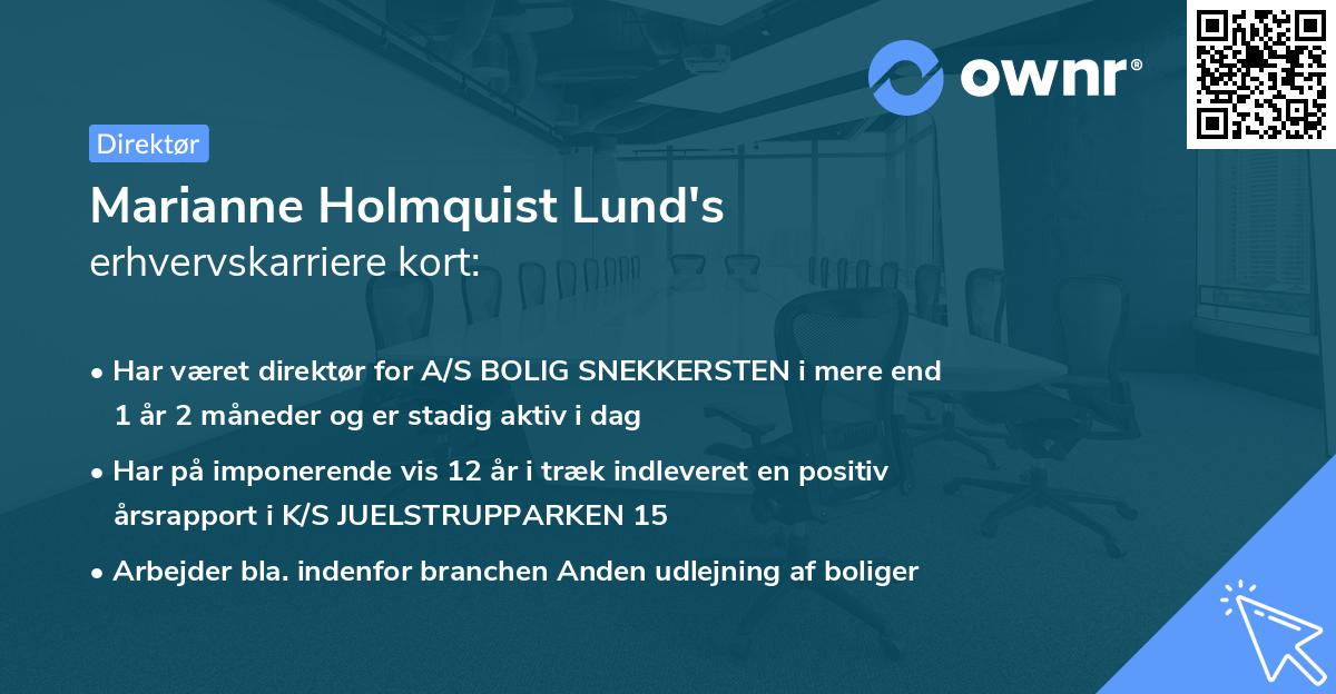Marianne Holmquist Lund's erhvervskarriere kort