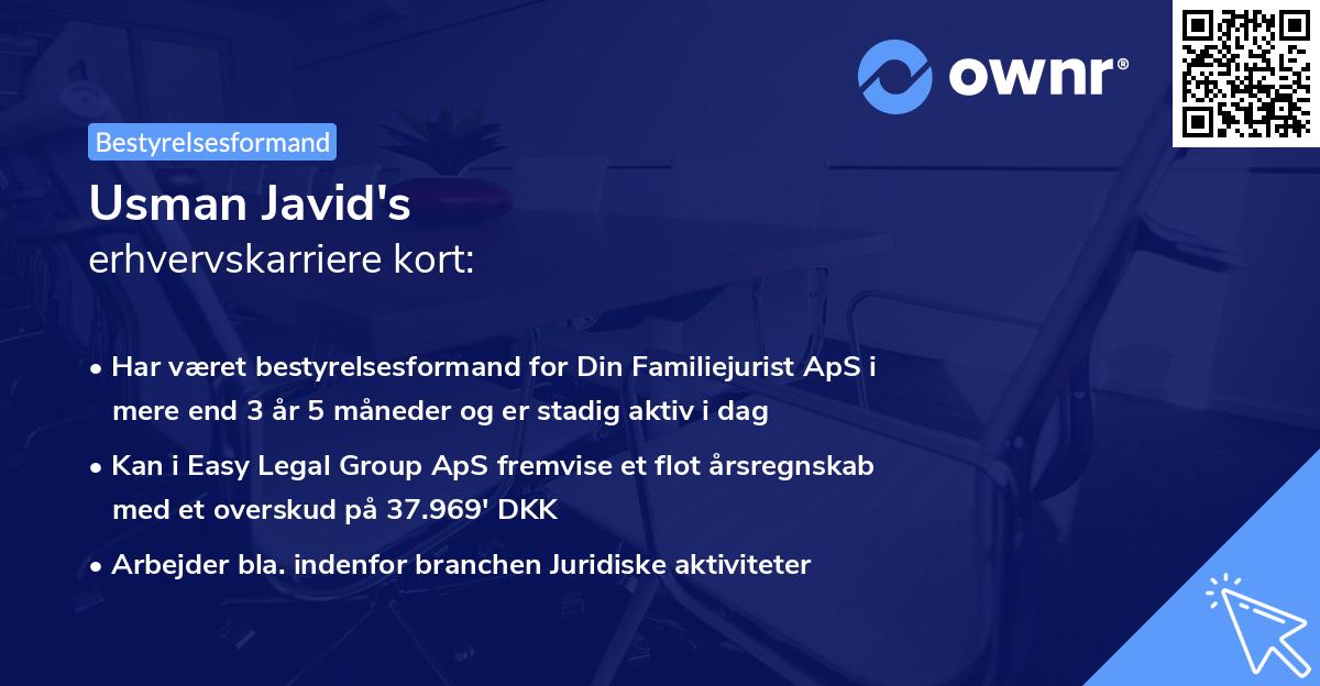 Usman Javid's erhvervskarriere kort