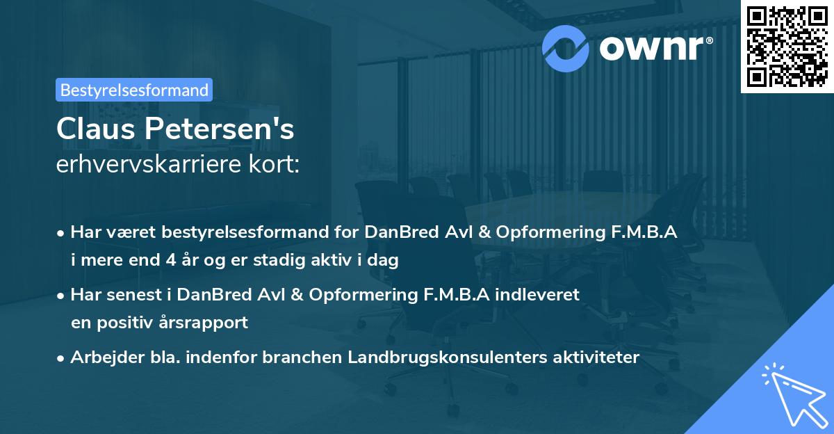 Claus Petersen's erhvervskarriere kort