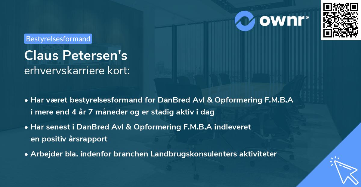Claus Petersen's erhvervskarriere kort