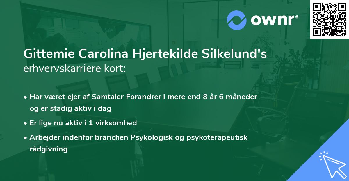 Gittemie Carolina Hjertekilde Silkelund's erhvervskarriere kort
