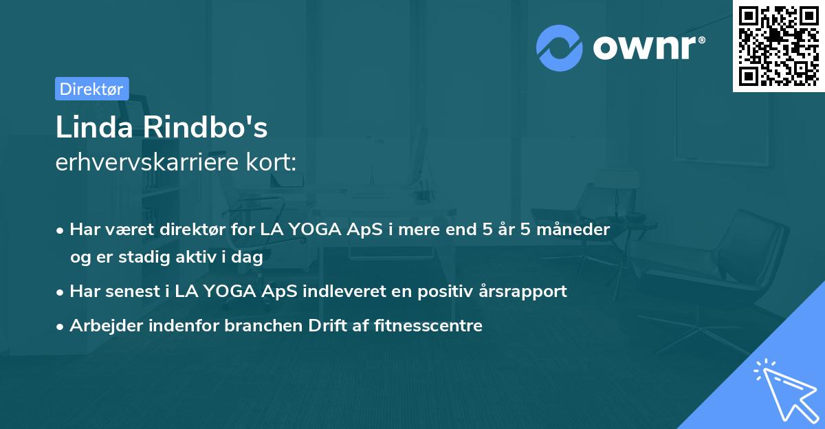 Linda Rindbo's erhvervskarriere kort