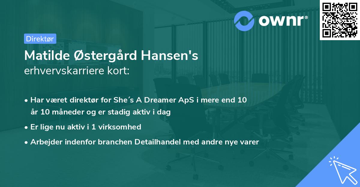 Matilde Østergård Hansen's erhvervskarriere kort