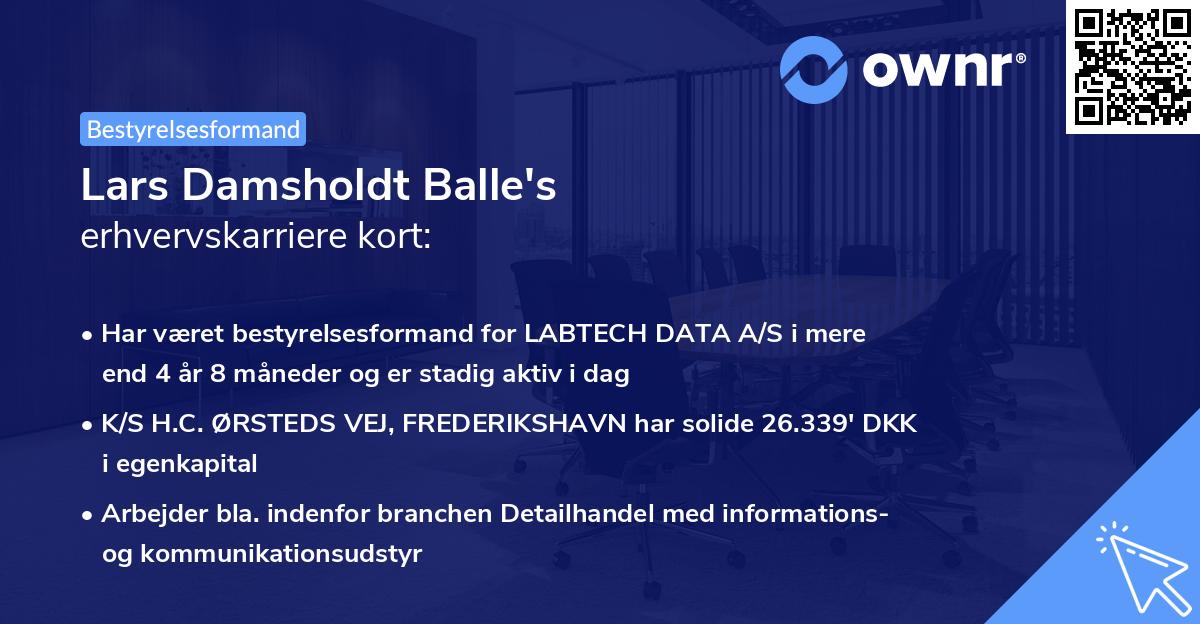 Lars Damsholdt Balle's erhvervskarriere kort