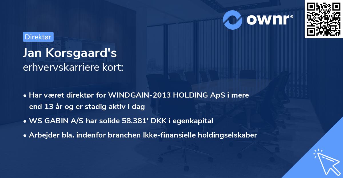 Jan Korsgaard's erhvervskarriere kort