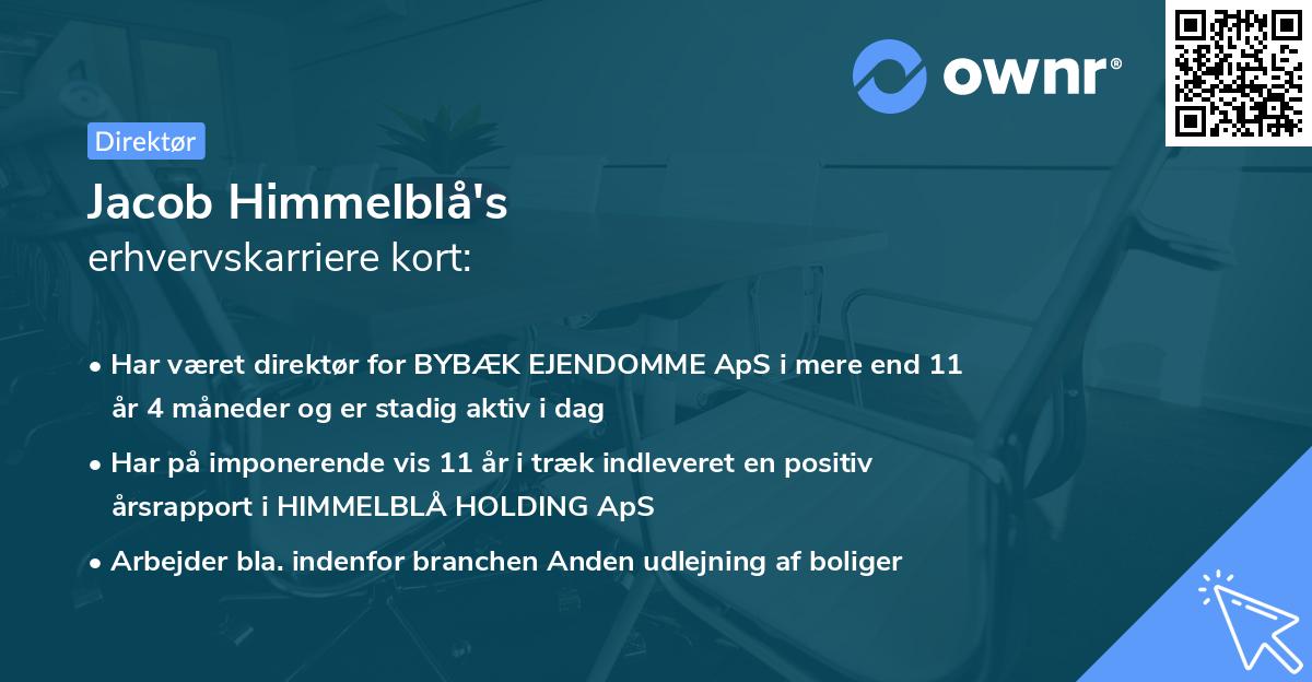 Jacob Himmelblå's erhvervskarriere kort