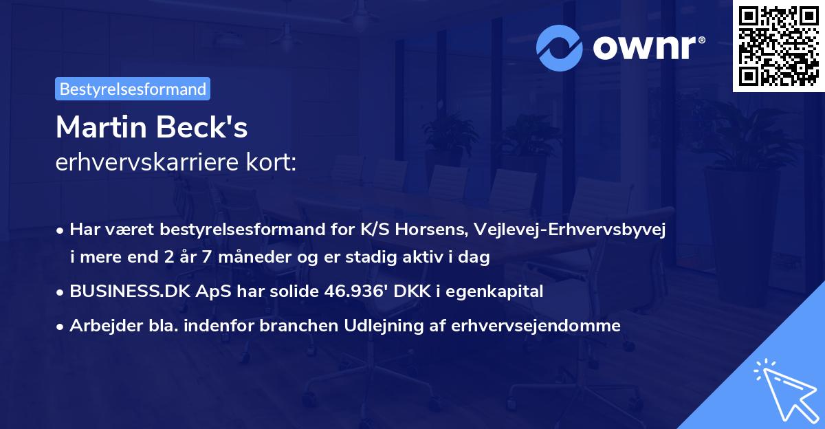 Martin Beck's erhvervskarriere kort
