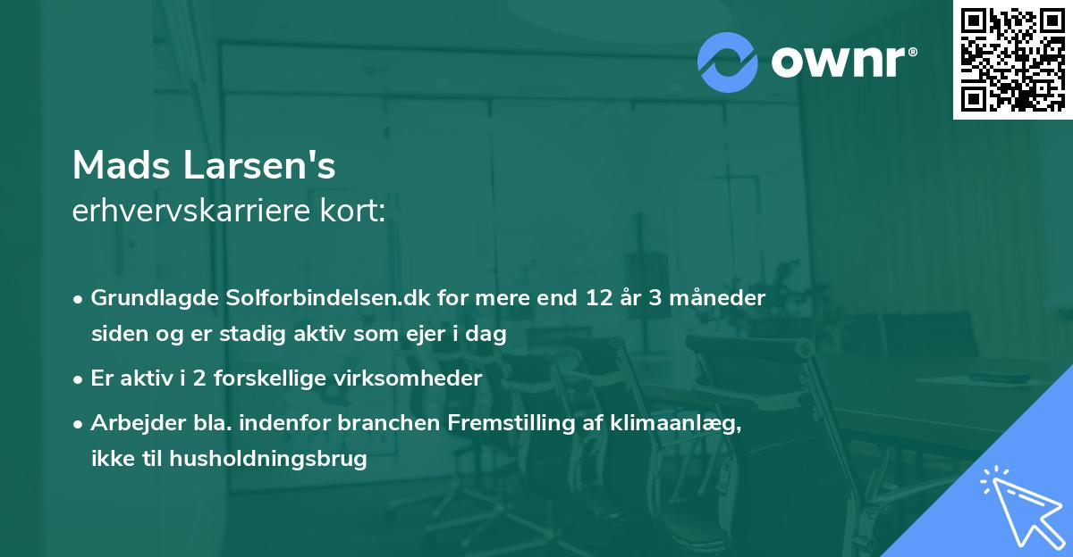 Mads Larsen's erhvervskarriere kort