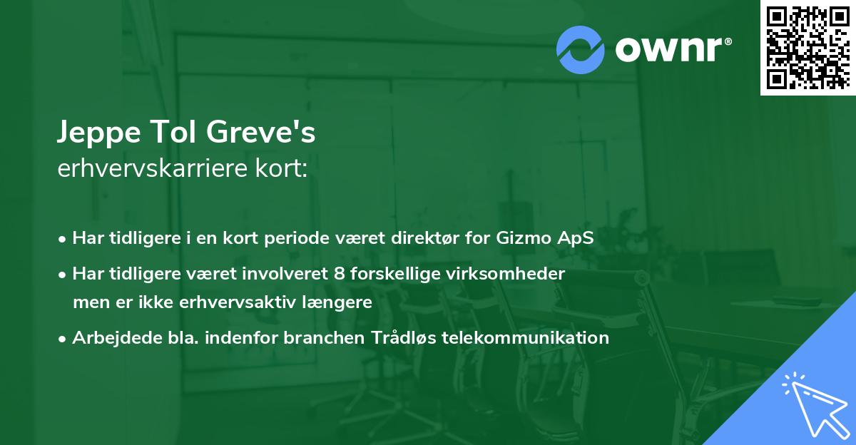 Jeppe Tol Greve's erhvervskarriere kort