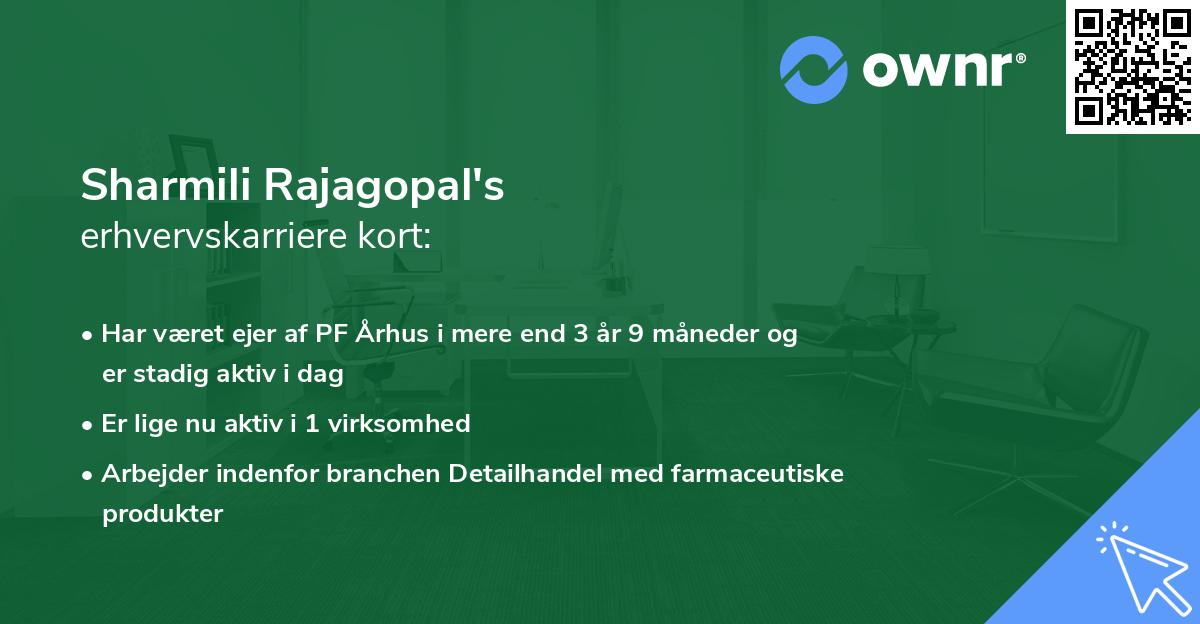 Sharmili Rajagopal's erhvervskarriere kort