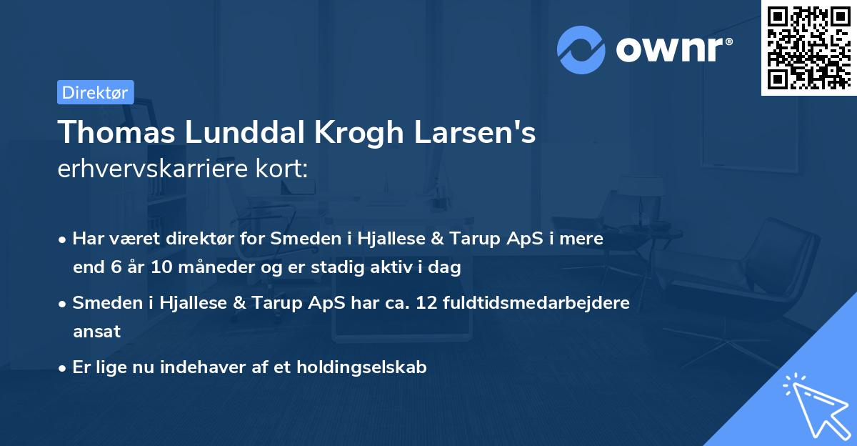 Thomas Lunddal Krogh Larsen's erhvervskarriere kort
