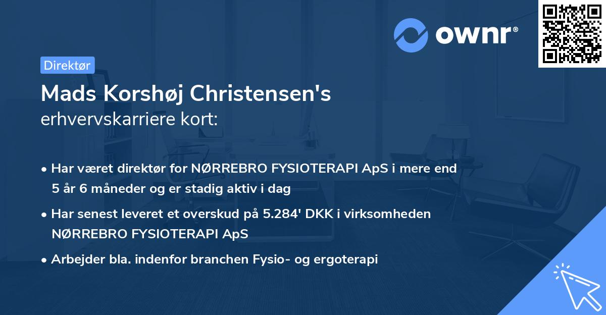 Mads Korshøj Christensen's erhvervskarriere kort