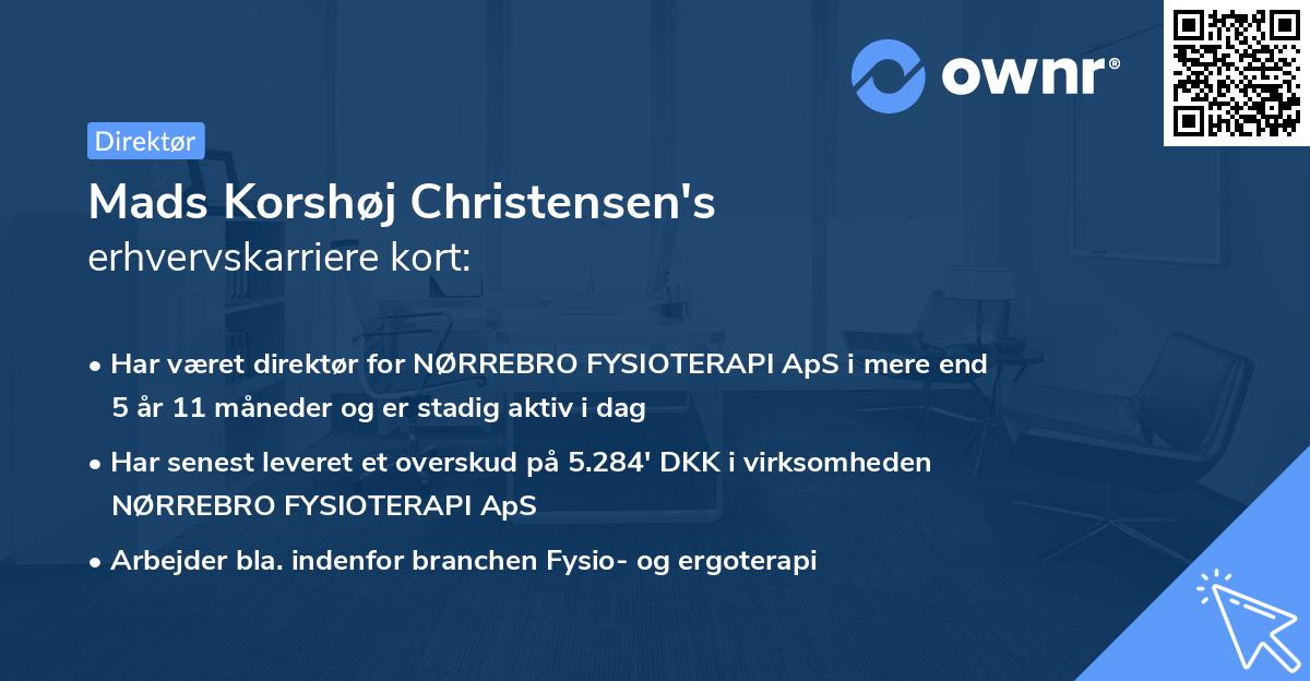 Mads Korshøj Christensen's erhvervskarriere kort