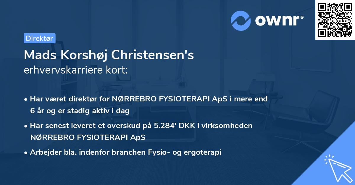 Mads Korshøj Christensen's erhvervskarriere kort