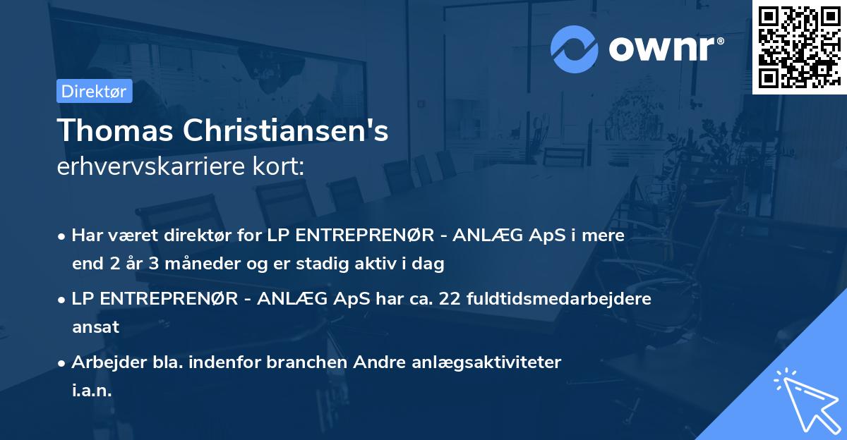 Thomas Christiansen's erhvervskarriere kort