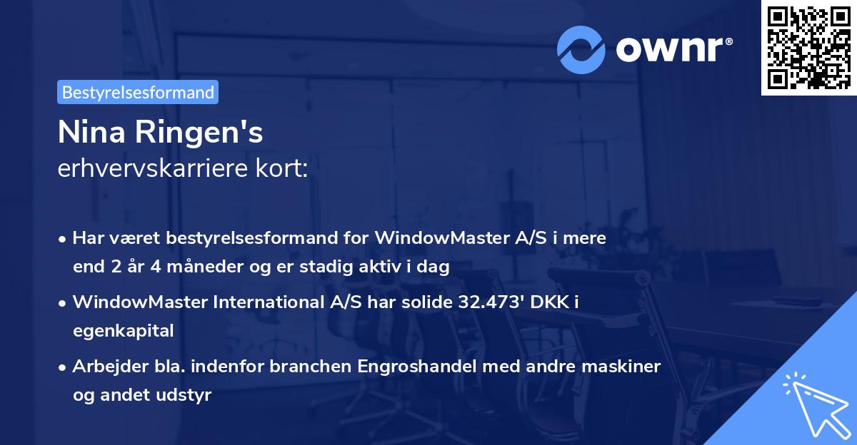 Nina Ringen's erhvervskarriere kort
