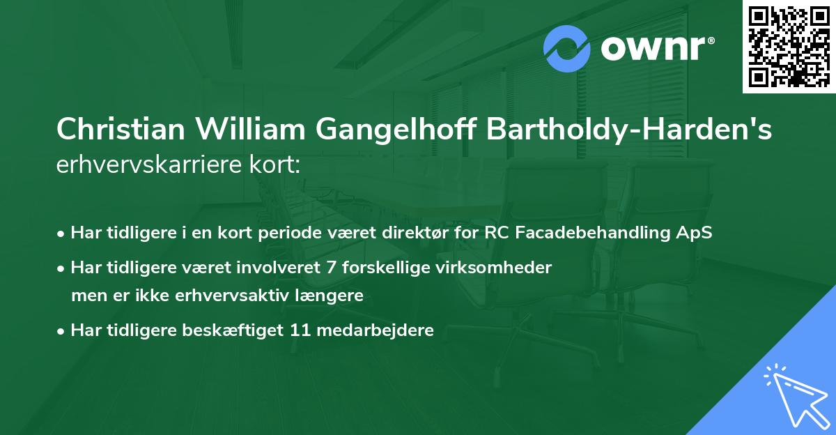 Christian William Gangelhoff Bartholdy-Harden's erhvervskarriere kort