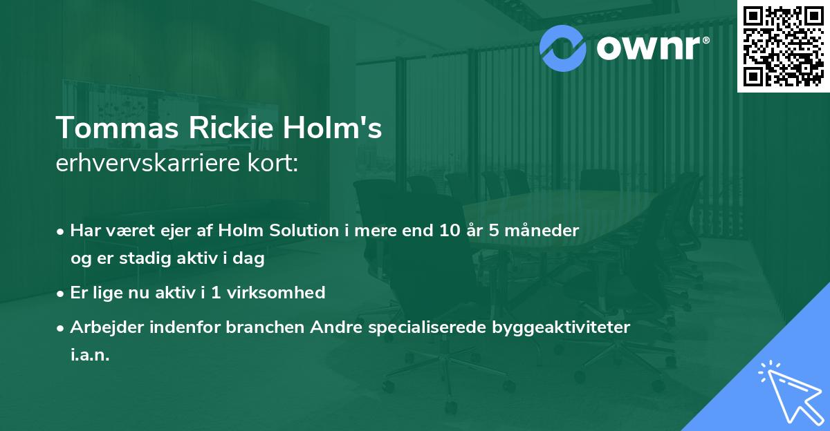 Tommas Rickie Holm's erhvervskarriere kort
