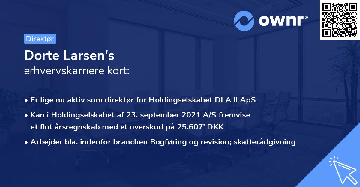 Dorte Larsen's erhvervskarriere kort