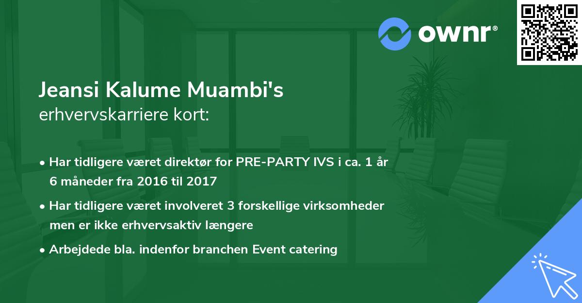Jeansi Kalume Muambi's erhvervskarriere kort