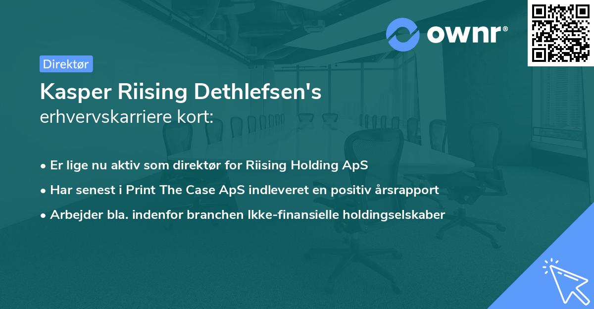 Kasper Riising Dethlefsen's erhvervskarriere kort