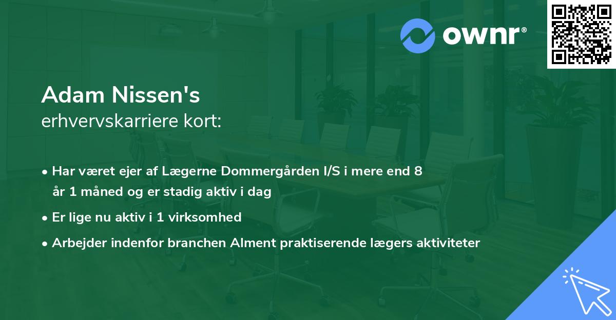 Adam Nissen's erhvervskarriere kort